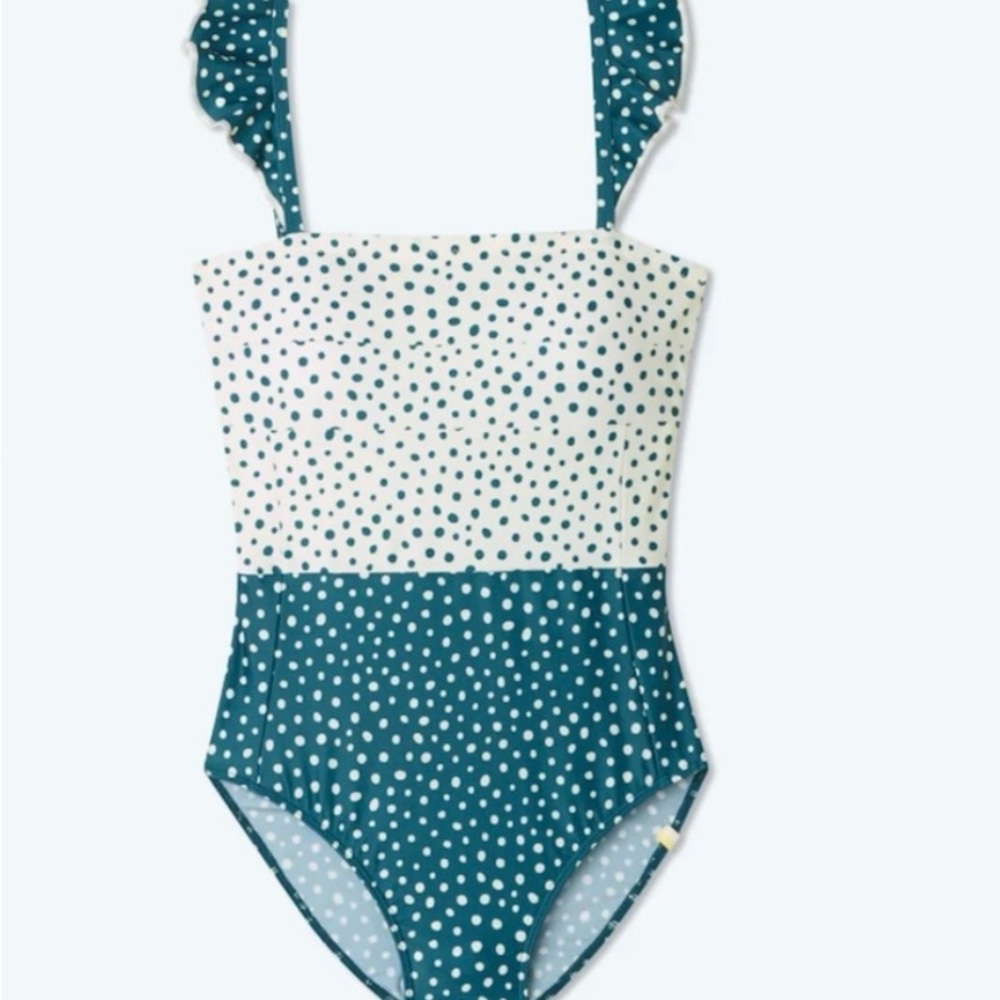 Summersalt Oasis Women Green and White One Piece Swimwear with Polka Dots